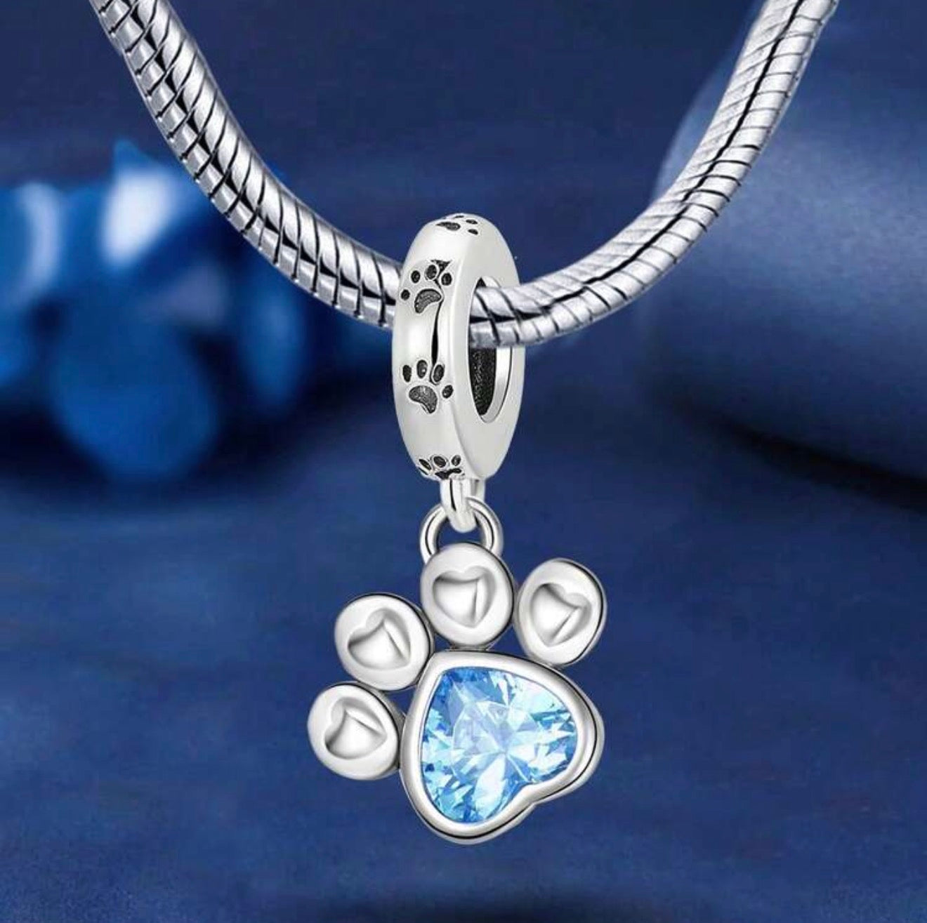 Paw Print Heart Charm