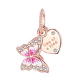 “One of a Kind” Butterfly & Heart Charm – Rose Gold
