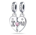 I Love U Split Heart Charm Set