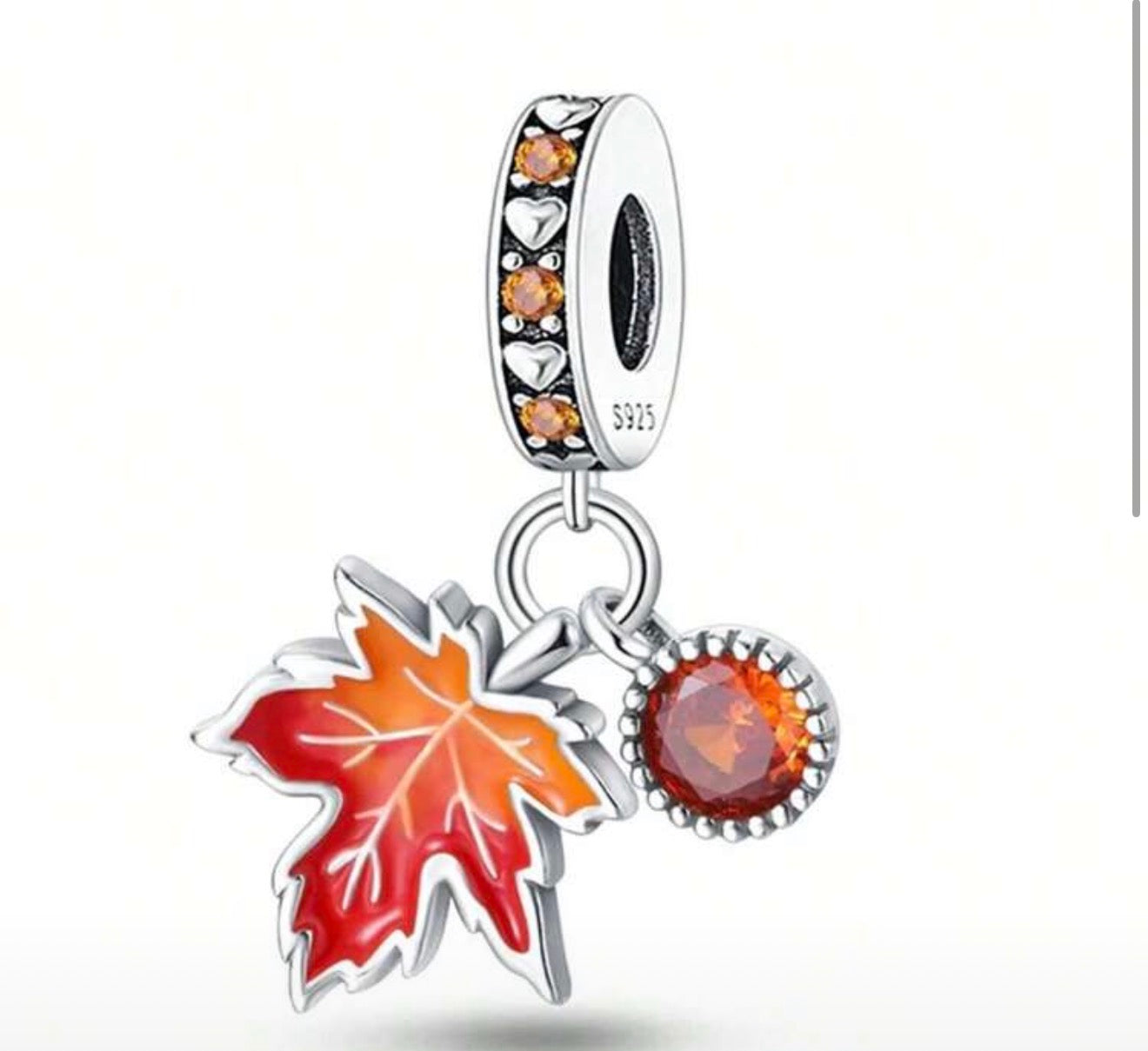 Autumn Whisper Maple Leaf Sterling Silver Dangle Charm