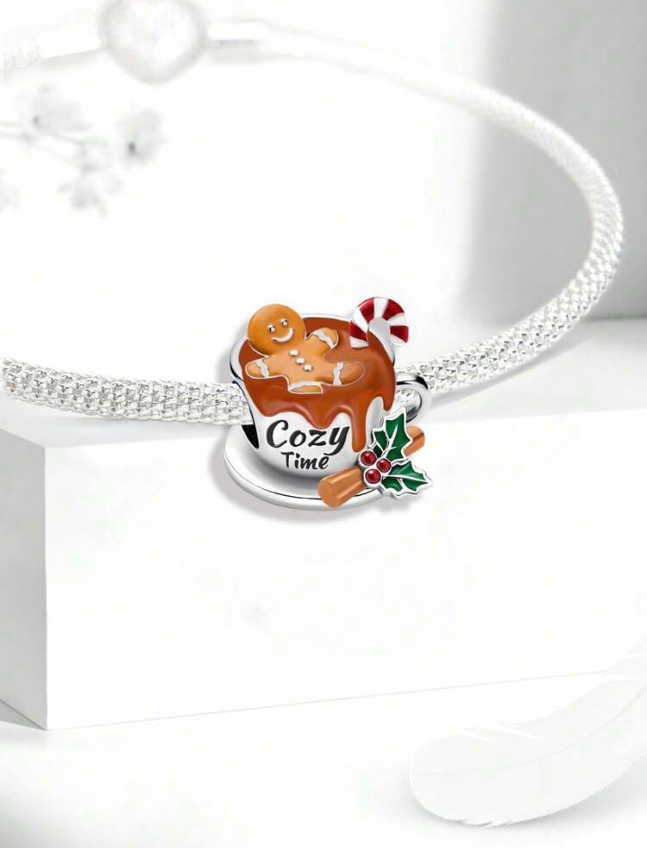Cozy Time Gingerbread Hot Cocoa Sterling Silver Charm