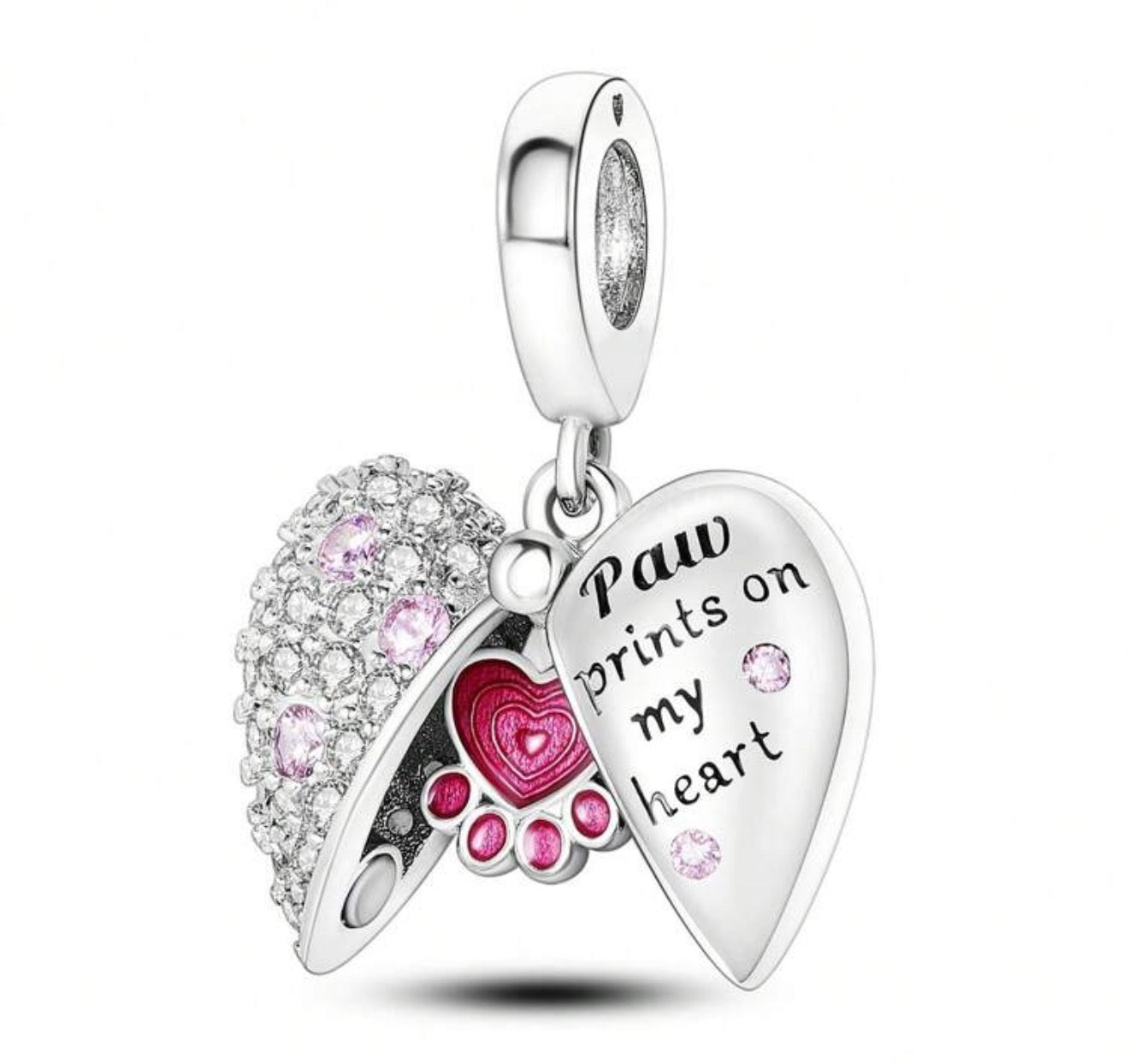 Paw Prints on My Heart Split Heart Charm
