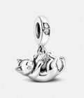 Playful Kitten & Yarn Ball Charm