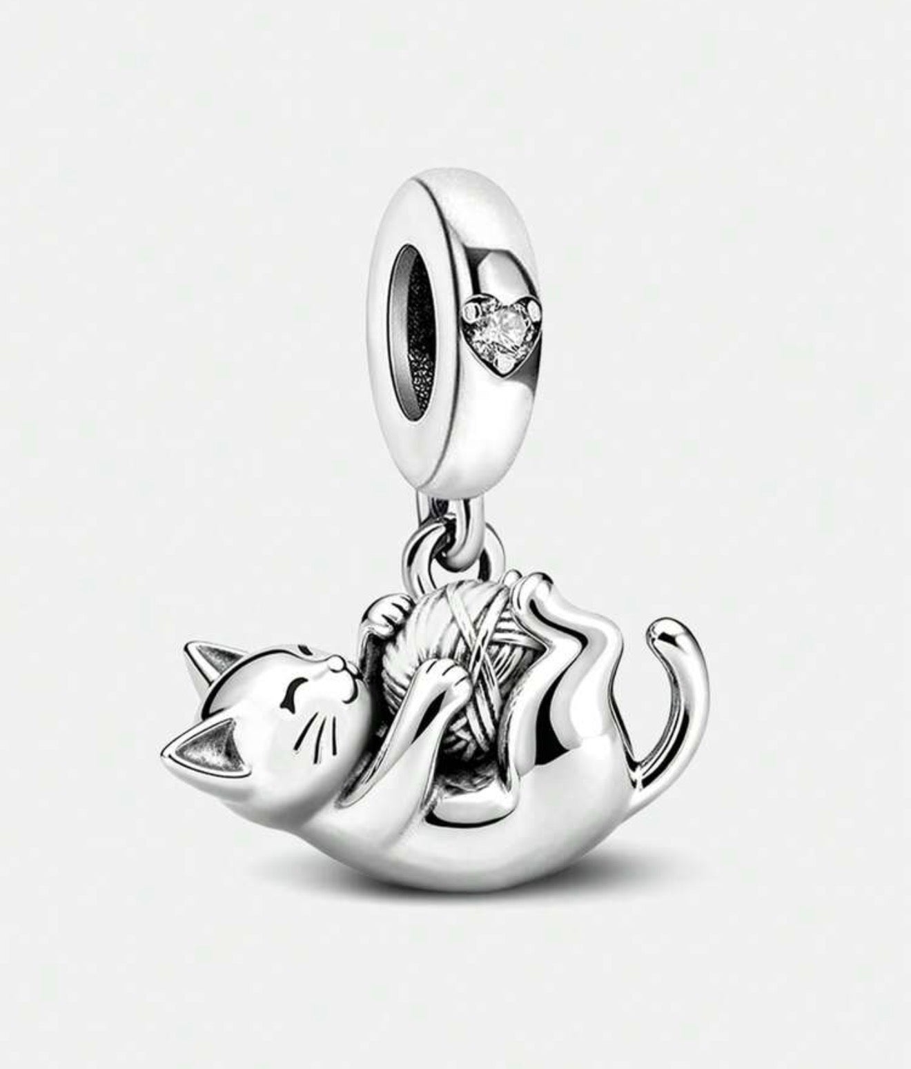 Playful Kitten & Yarn Ball Charm