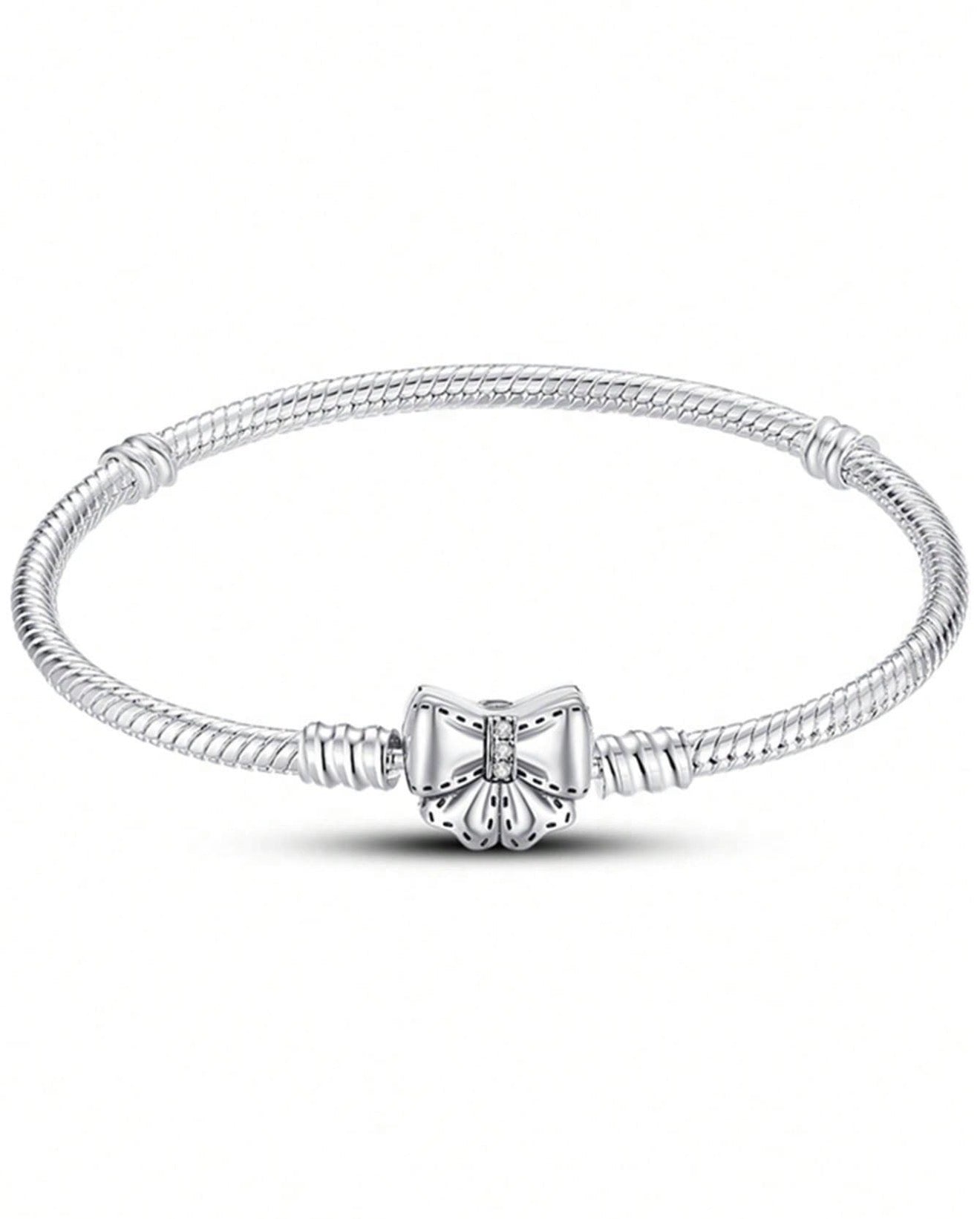 Wrapped in Grace Bow Clasp Sterling Silver Snake Chain Bracelet