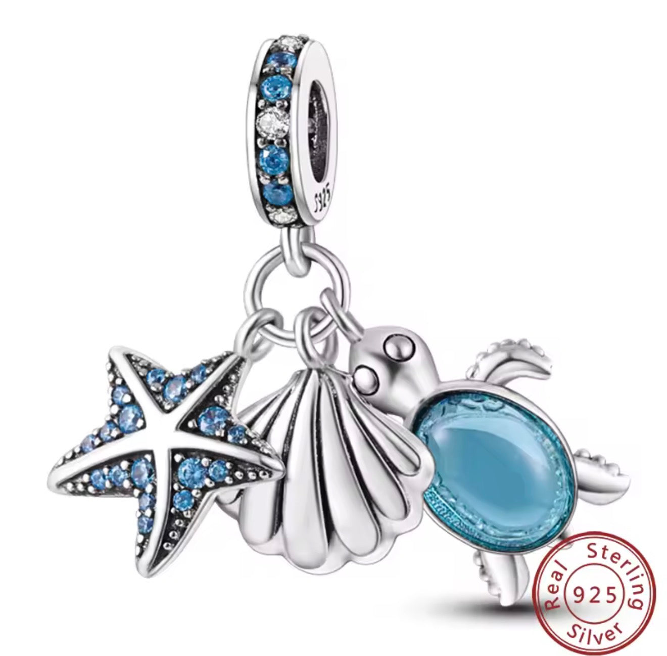 Sea Life Trio — Sterling Silver Charm