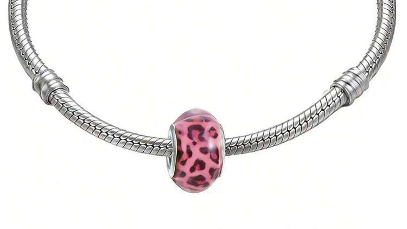 Leopard Print Murano Glass Spacer Bead