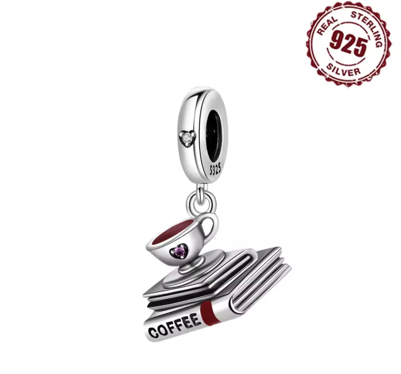 Coffee/Tea Cup  & Book Dangle Charm