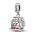 Lucky 777 Slot Machine Sterling Silver Dangle Charm