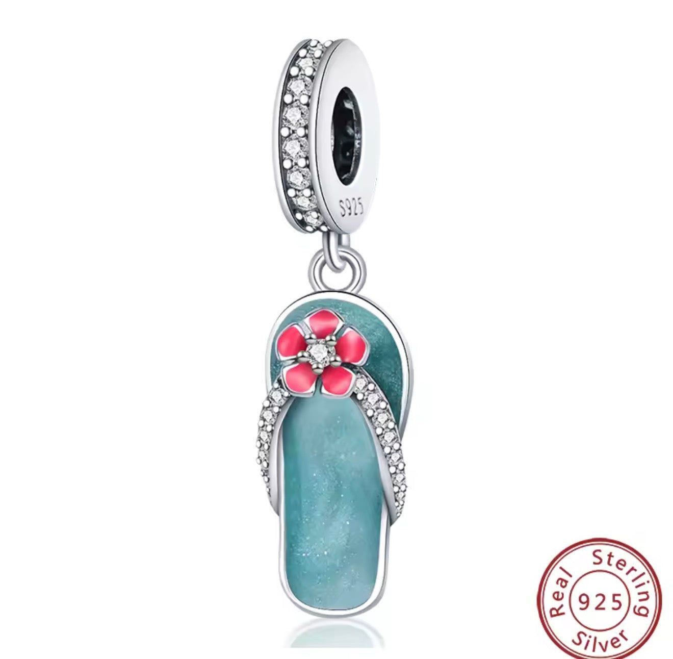 Beach Bloom — Sterling Silver Flip-Flop Charm
