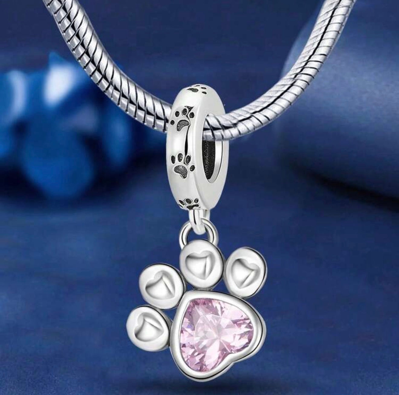 Paw Print Heart Charm (available in Pink & Sky Blue)