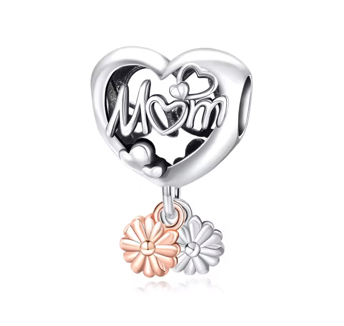 “Mom” Heart & Daisy Charm