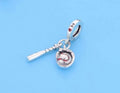 Ball & Bat Sterling Silver Sports Charm