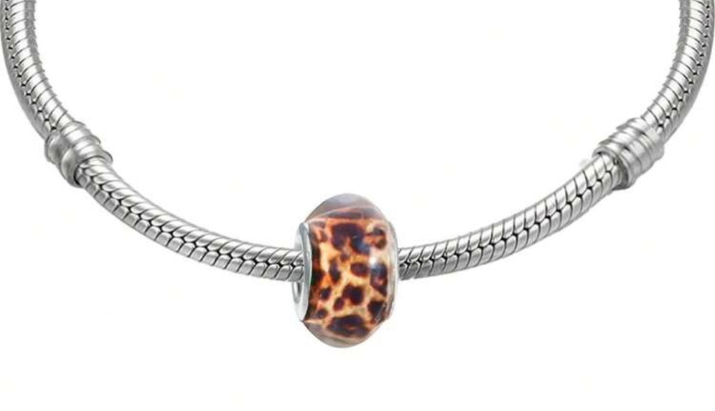 Leopard Print Murano Glass Spacer Bead