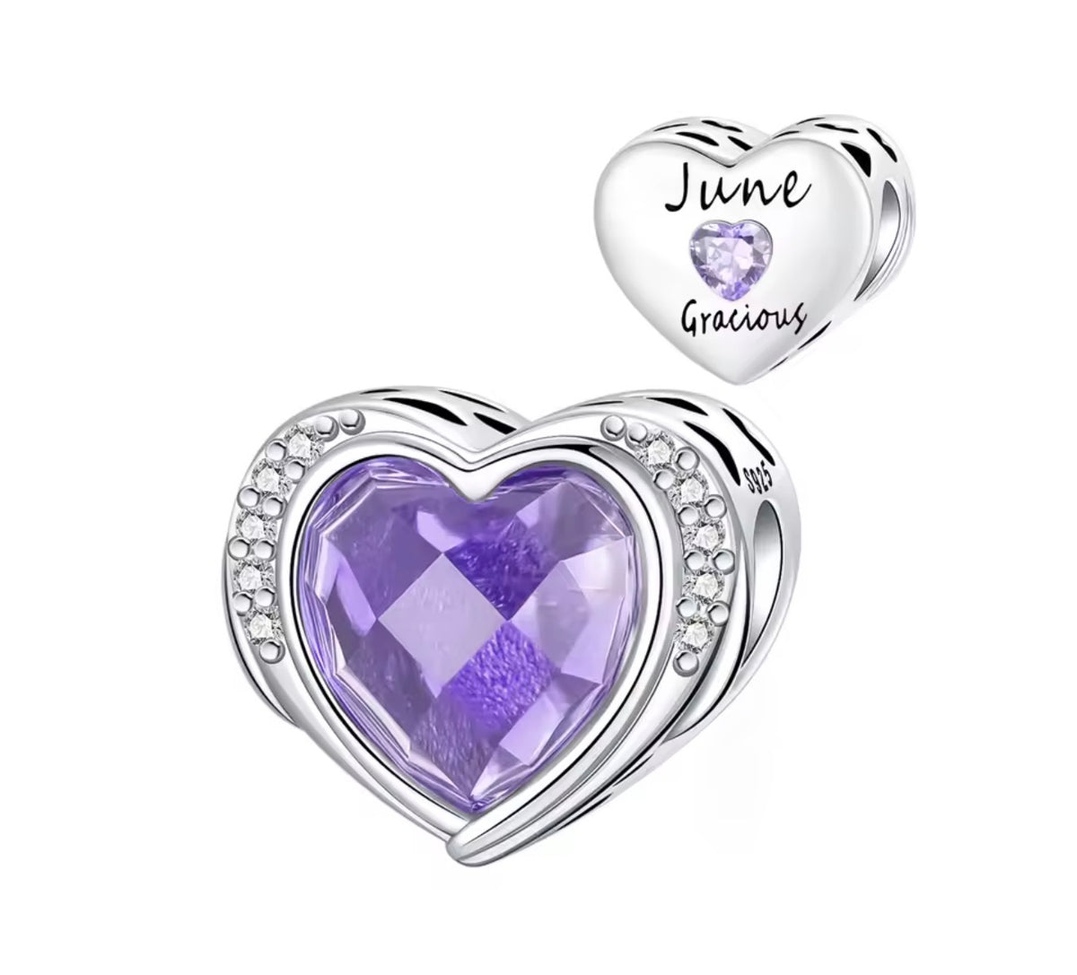Birthstone Heart Charm