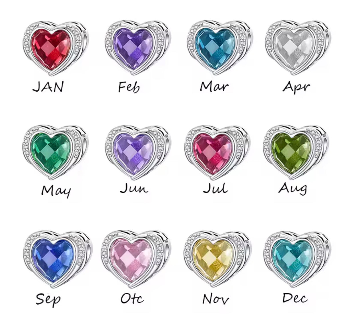 Birthstone Heart Charm