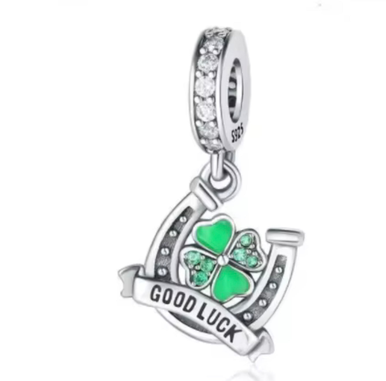Good Luck Clover Horseshoe Charm