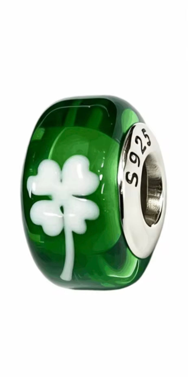 Lucky Clover Murano Glass Charm