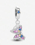 Multicolor Butterfly Charm with Flower Bail
