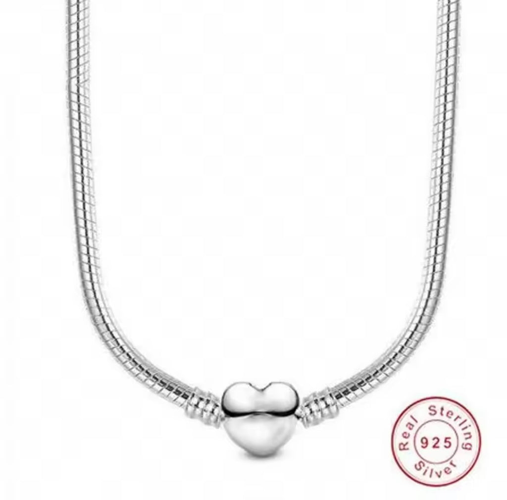 Sterling Silver Chain Necklace with Barrel Charm Clasp