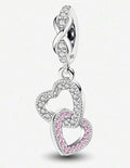 Interlocking Hearts Charm with Infinity Bail