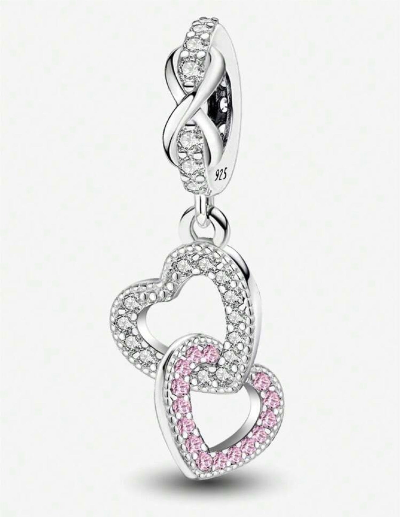 Interlocking Hearts Charm with Infinity Bail