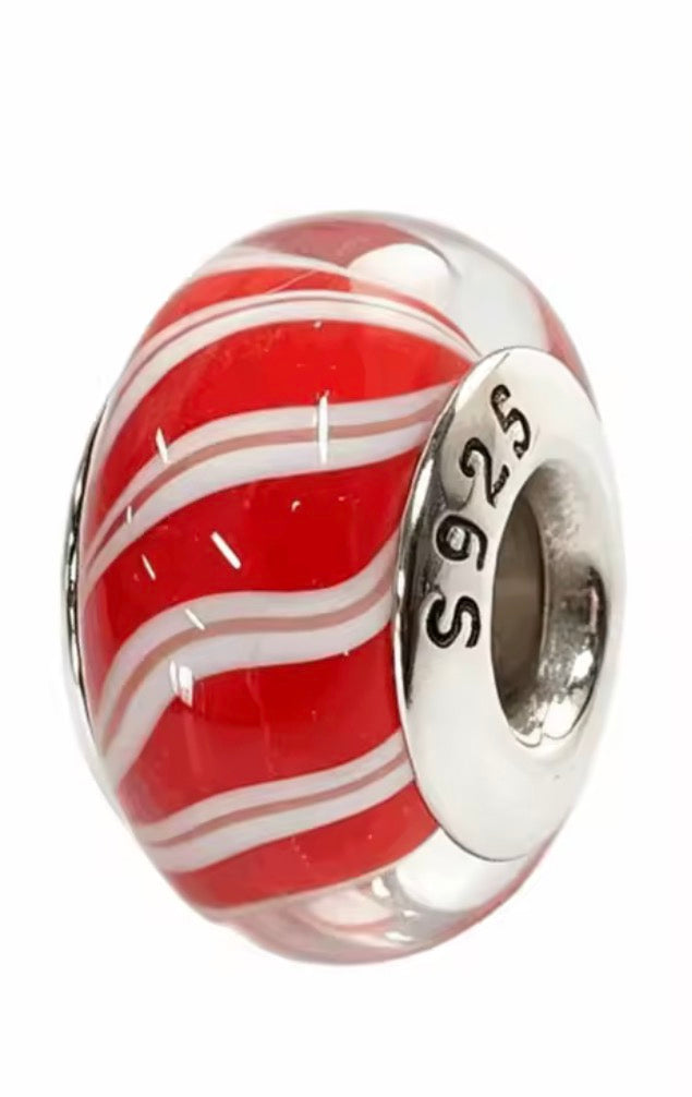 Peppermint Swirl Murano Glass Charm